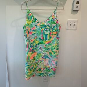 Lilly Pulitzer Lela Silk dress, sz XL, Sea Salt and Sun, EUC